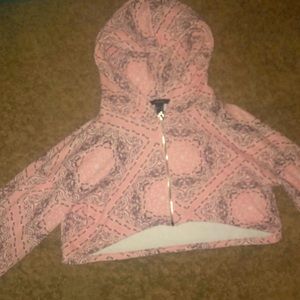 Pink bandanna style cropped jacket